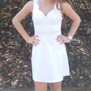 White Scalloped Neck Dress Size S